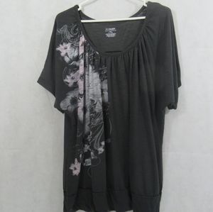 Lane Bryant gray top with floral design